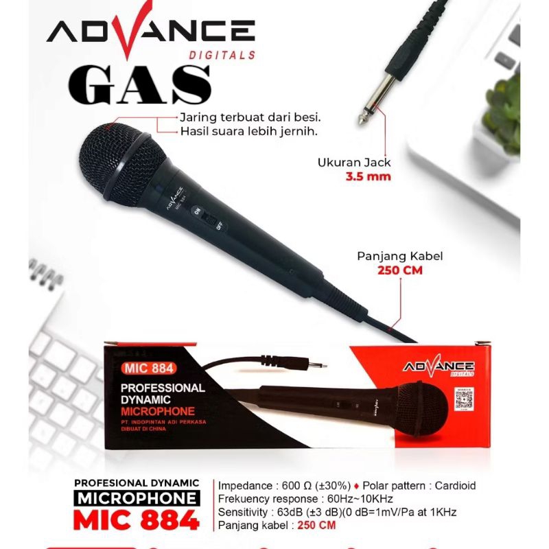 Mic Advance kabel MIC-884/Microphone kabel Advance MIC-884