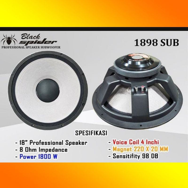 Komponen Speaker Subwoofer Black Spider TYPE BS 1898 MK II SUB