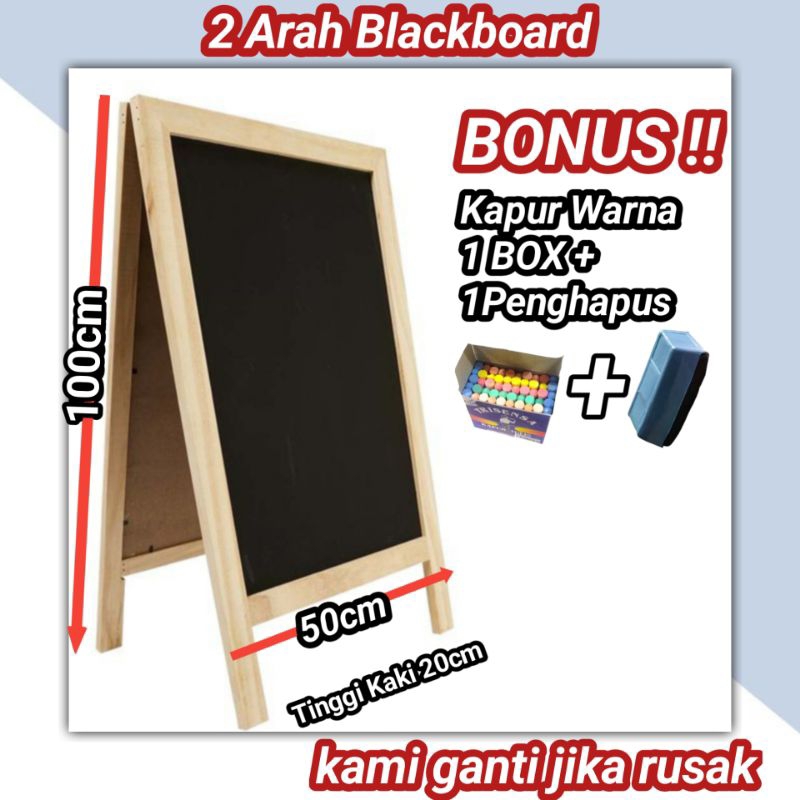 

PAPAN TULIS KAPUR 2 ARAH (Gratis kapur warna 1 box + penghapus)| PAPAN TULIS BLACKBOARD, papan tulis hitam