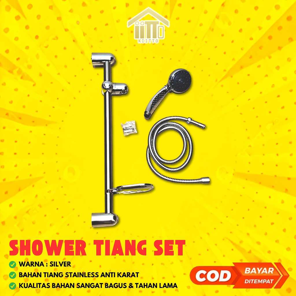 SHOWER TIANG SET CAB / TIANG HAND SHOWER FULL SET SILVER / TIANG SHOWER CAB / SHOWER MANDI TIANG STA