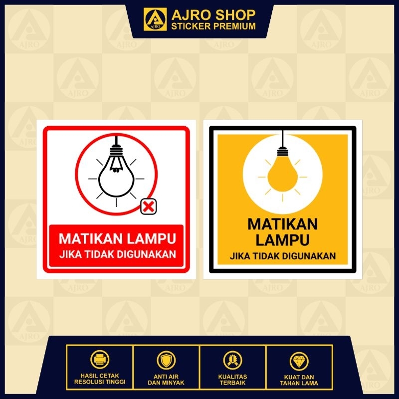 

Stiker Vinyl Pengingat Matikan Lampu Berbagai Variasi | Ukuran 9,5x9,5 / 6,5x6,5 Cm
