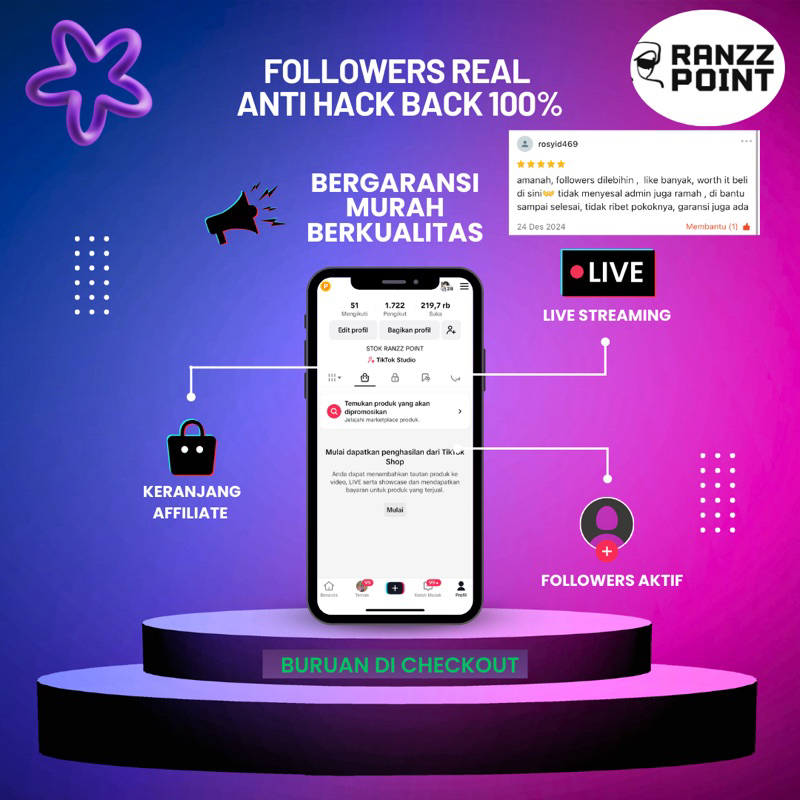 AKUN FOLLOWERS REAL AFFILIATE  GARANSI HB