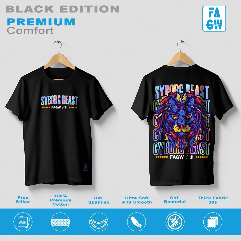 KAOS MENYALA DALAM GELAP RAINBOW POLYFLEX HOLOGRAM ORIGINAL FAGW FIRE DRAGON Combed 30S Tshirt Cowok