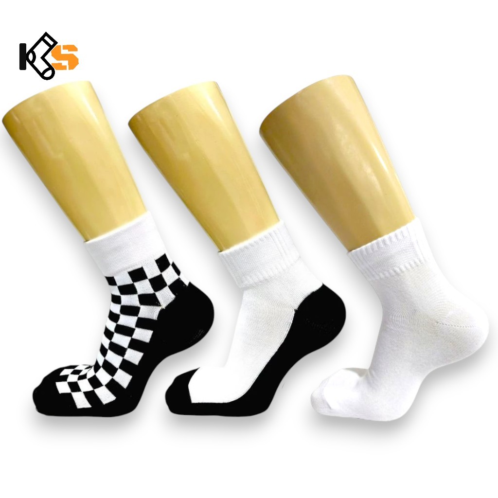 Kaos Kaki Olahraga Sekolah Pendek Motif Catur Dan Polos Allsize 37-43