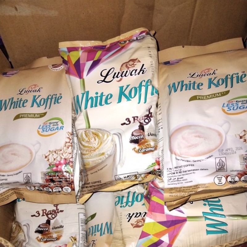 

luwak white coffie less sugar/3 rasa renceng