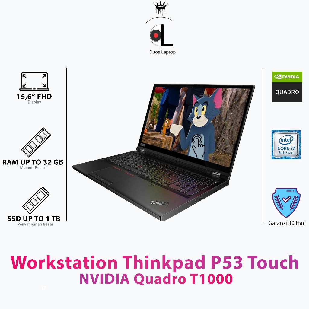 Lenovo Thinkpad P53 Core i7-9850H NVDIA Quadro T1000 VGA 4GB | MEMORY 32GB SSD 512GB Original | Laya