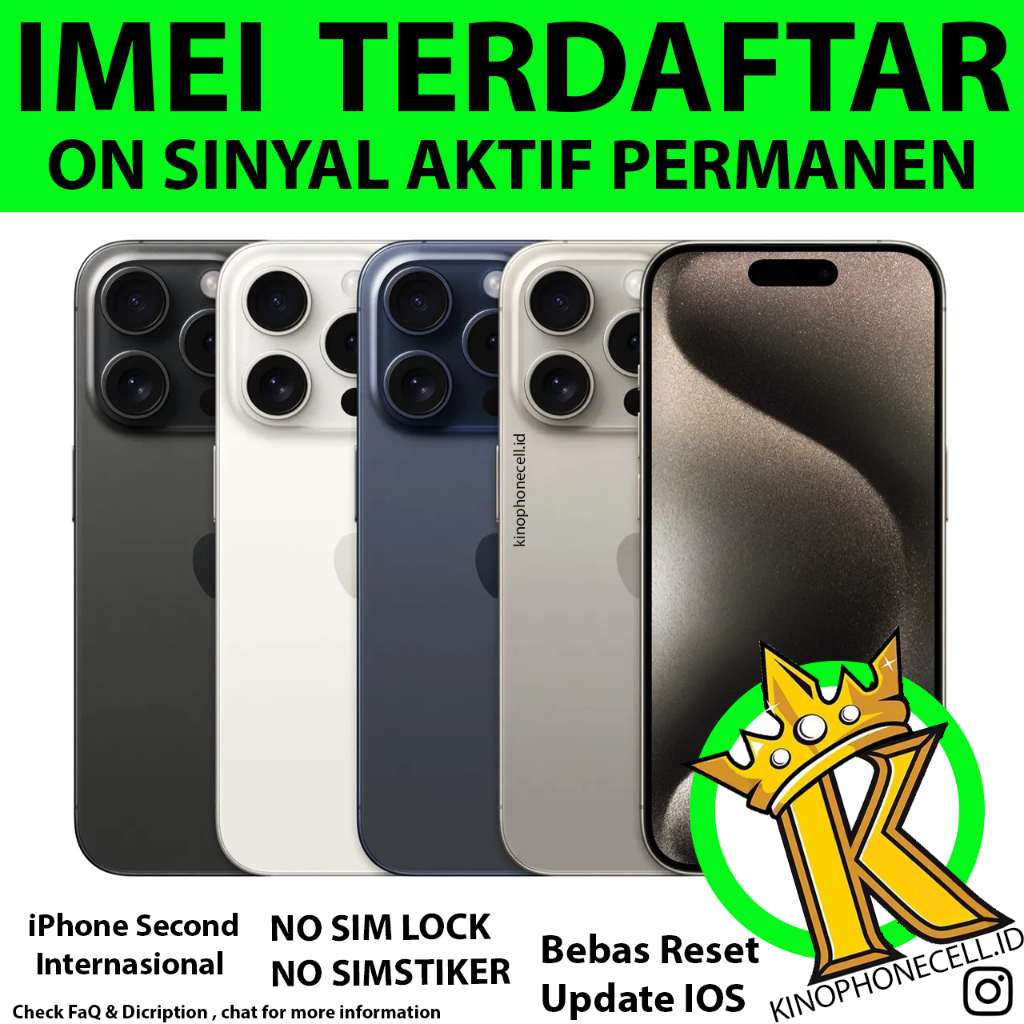 BC iPhone 15 Pro Max / 15 Pro Terdaftar IMEI  Beacukai Apple 15 ProMax 128gb 256gb 512gb second