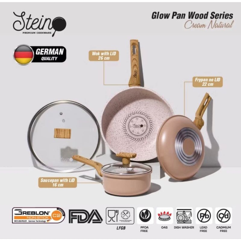 STEIN GLOW PAN Original Stein Cookware Panci Marble Anti Lengket Wajan Jumbo Saucepan Panci Rebus Ke