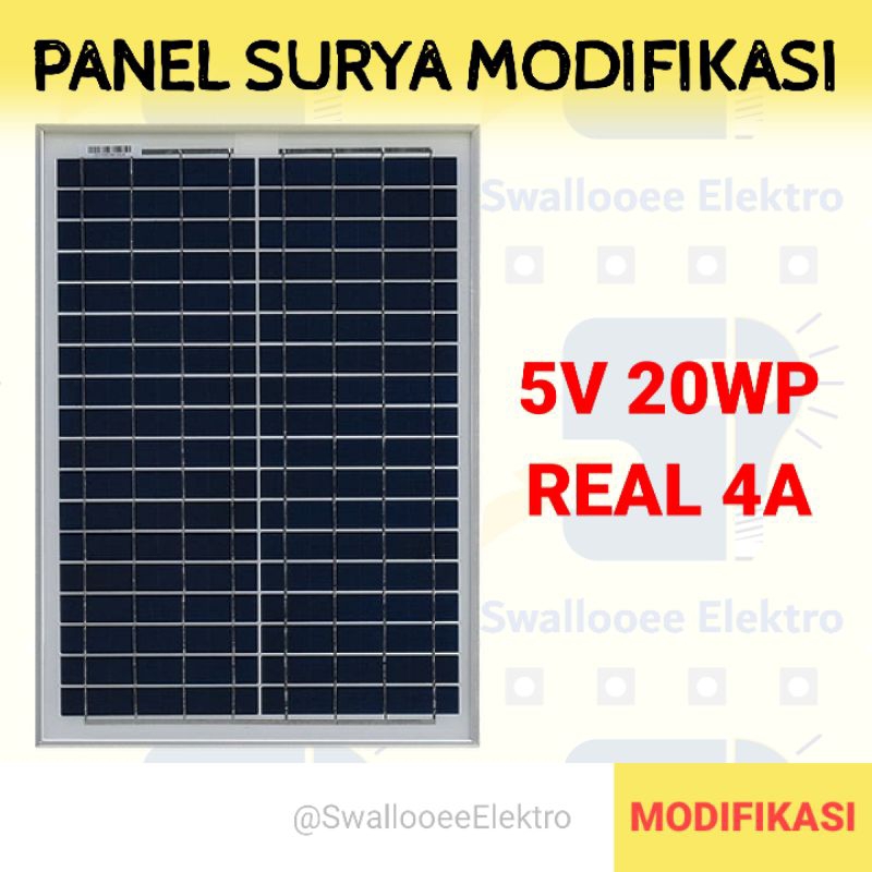 Panel Surya 5V 20WP / Solar Panel 20WP modifikasi 5V 4A