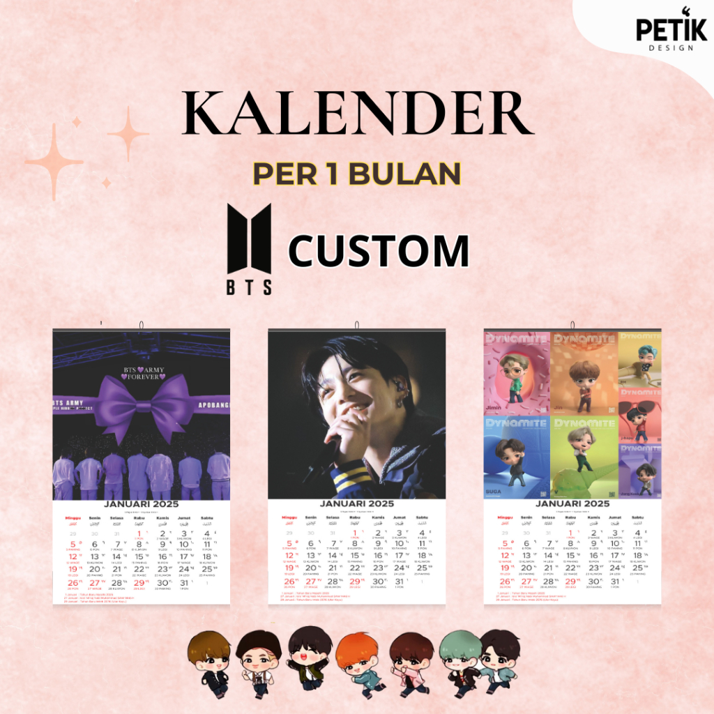 

Kalender Dinding BTS 2025 12 Lembar Klem