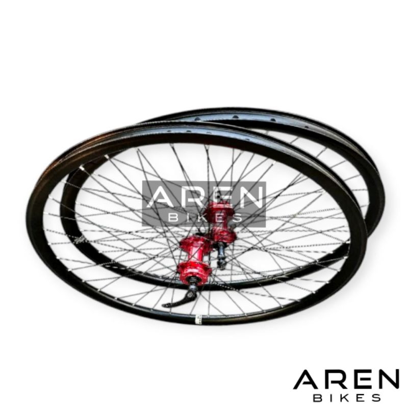 WHEELSET 27.5 SEPEDA MTB EXOTIC LUBANG 36 HOLE 36H ALLOY DOUBLE WALL RODA JADI SIAP PAKAI VELG RIMS 