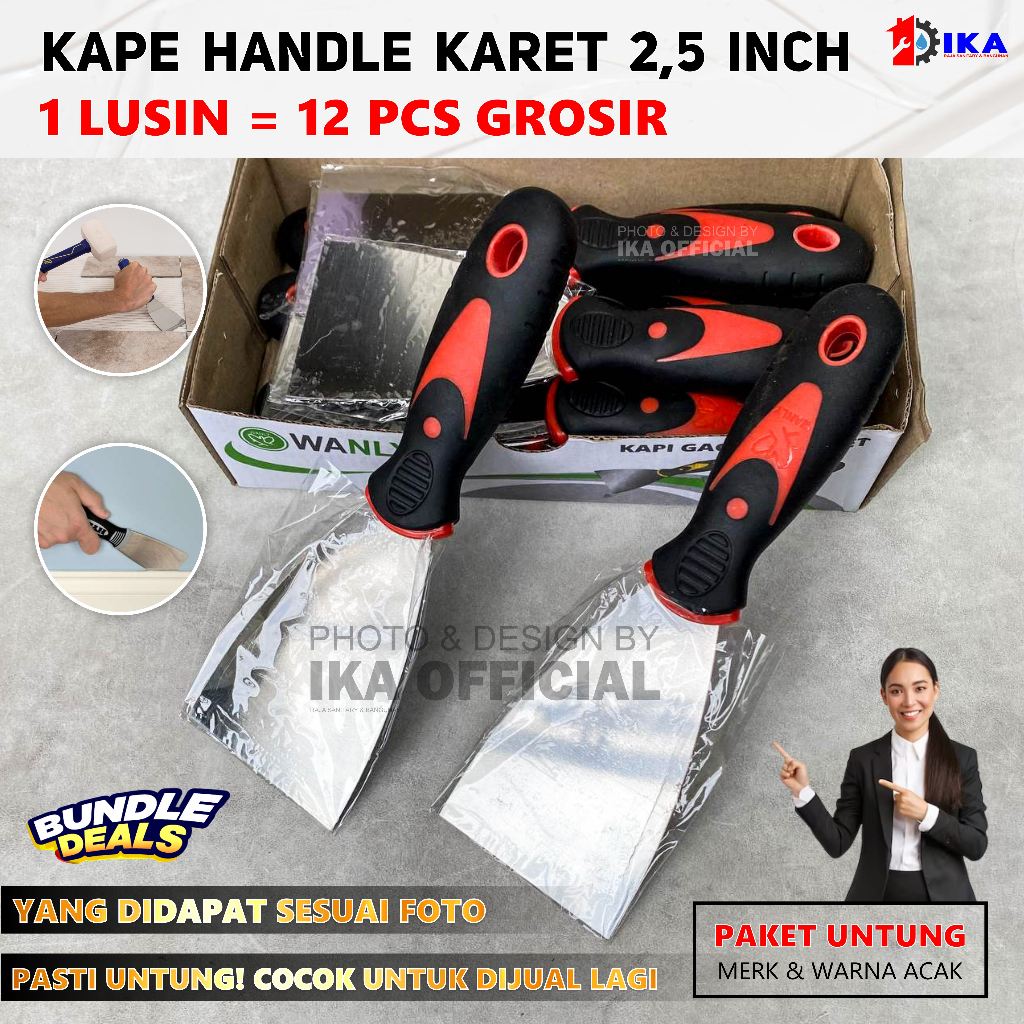 Grosir 1 Box = 12 Pcs / Kape Gagang fiber 21/2" scraper kapi gagang karet fiber 2 1/2 inch serbaguna
