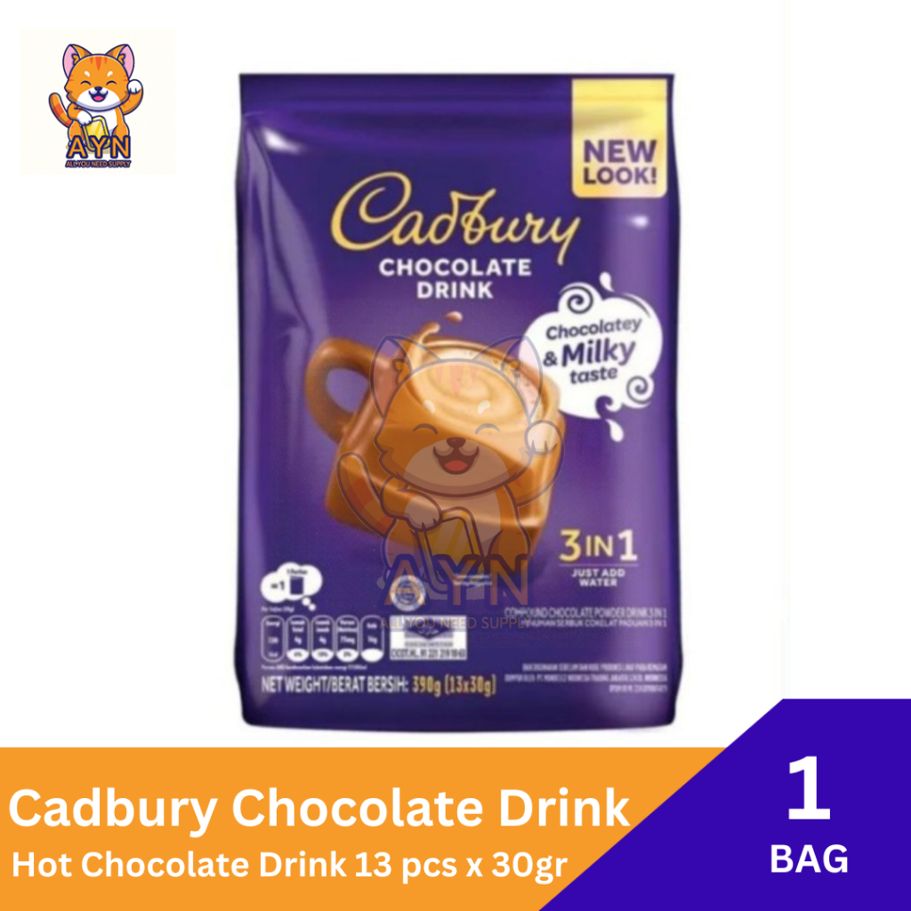 

Cadbury Hot Chocolate Drink 3 in 1 [ isi 13 pcs x 30 gram ]