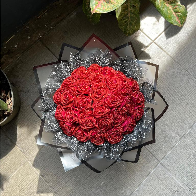 Buket Bunga Satin tanpa custom pita-buket anniversary