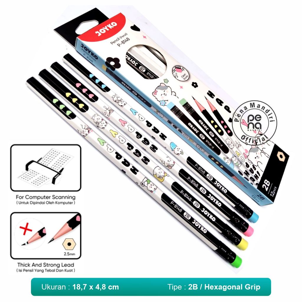 

Pencil Pensil Joyko P-8148 2B 1 Box 12 Pcs Pensil 2B Happy Joyko