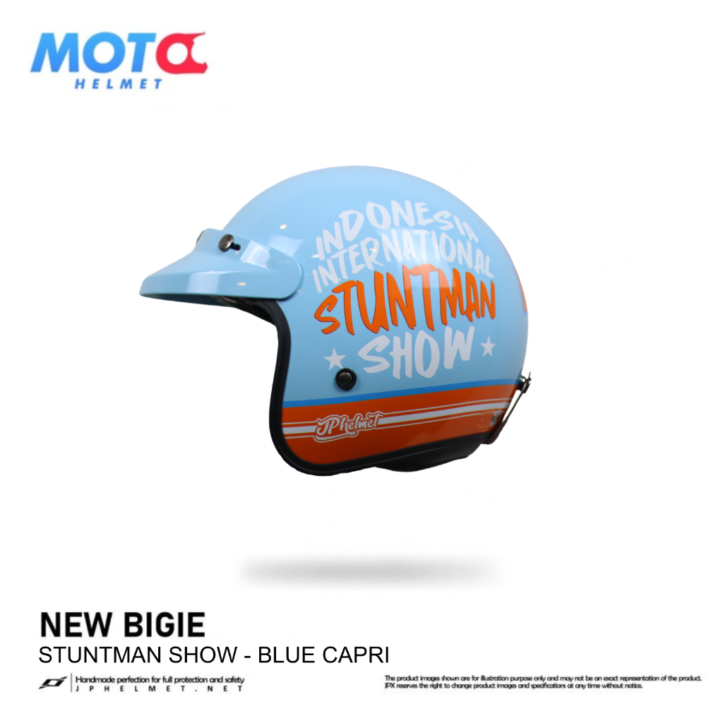 Helm JP Retro New Bigie Stuntman Show - Blue Capri