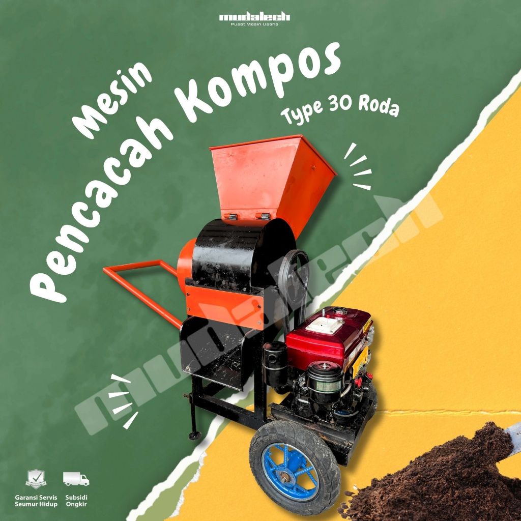 Mesin Cacah Kompos Pencacah Giling Kompos Type 30 Roda