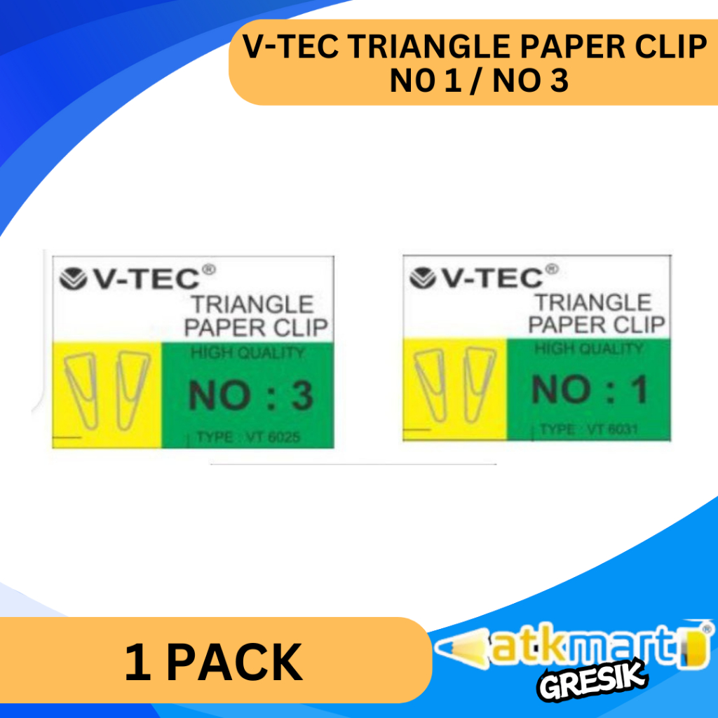 

V TEC TRIANGLE PAPER CLIP NO 1 NO 3 / KLIP KERTAS