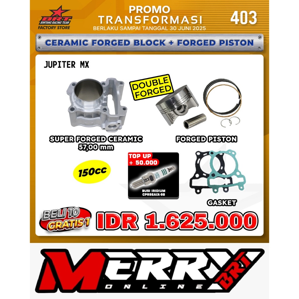Bore Up Blok Ceramic BRT Yamaha Vixion NVL NVA / MX King / Jupiter MX / MX New 135 57mm 62mm & 65mm