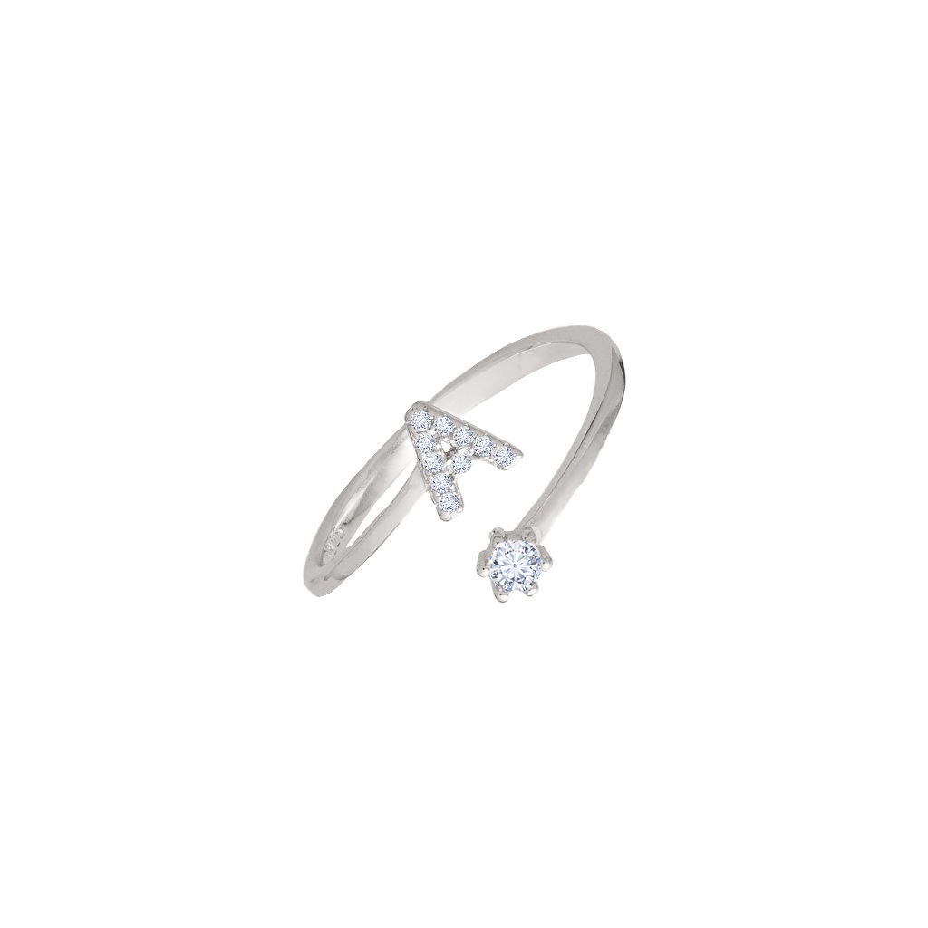 Dear Me - Mini Letter Ring A-M 925 Sterling Silver Cincin Perak Asli Perempuan Huruf Initial Abjad