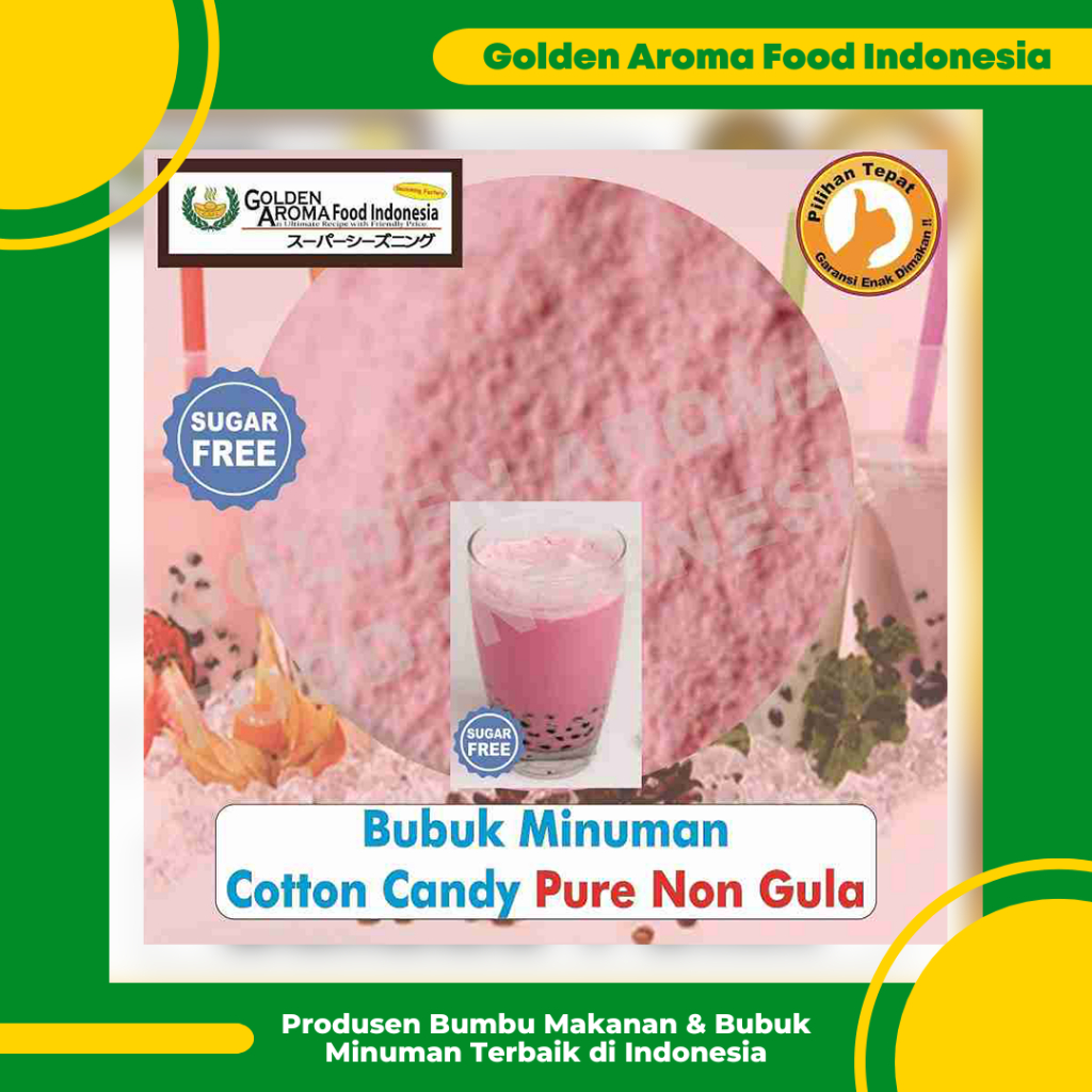 

Bubuk Minuman Cotton Candy Pure Non Gula 1Kg Permen Kapas Tanpa No Sugar Drinking Powder Enak Murah