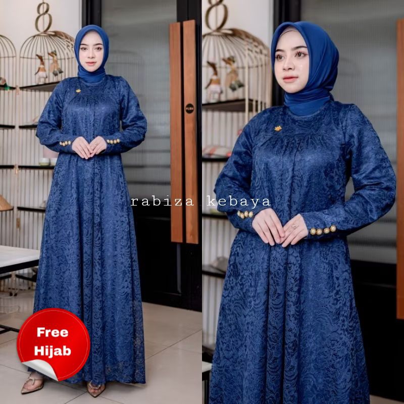Gamis Brokat Hana Modern Terbaru Ld 120 Lebaran Kekinian Pesta Hajat Ibu Besan Seragam Wanita Elegan