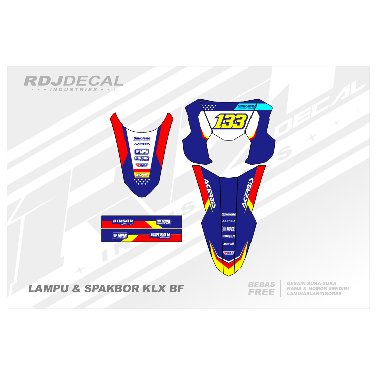 DECAL STICKER LAMPU KLX BF (002) DEKAL STIKER KEPALA SPAKBOR DEPAN BELAKANG, ARM & COVER SHOCK KLX 1