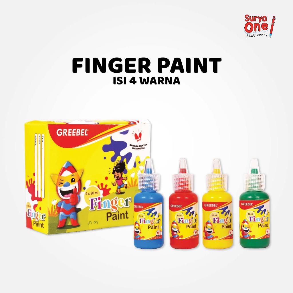 

Finger Paint 4 Warna / Greebel Finger Cat Air / Edukasi Dan Kreativitas Anak / Washable Suryaone