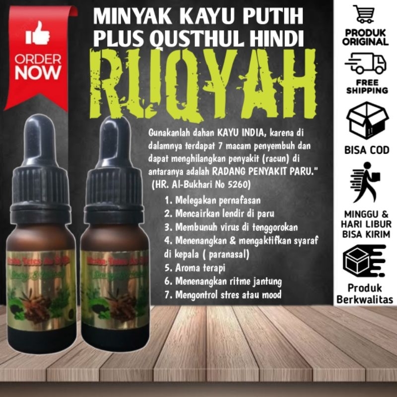 

AROMA THERAPI | MINYAK ESSENSIAL | Minyak Kayu Putih Plus Qusthul Hindi | FLU & BATUK