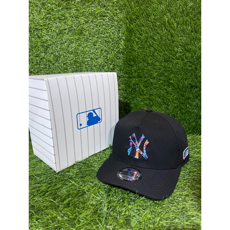 NY Rainbow/Bahan Hitam/Topi Premium MLB