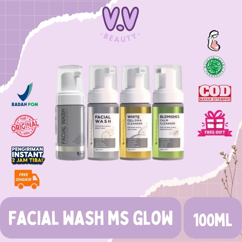 MS GLOW - Facial wash/Facial wash golden Sabun Cuci Muka Mencerahkan 100ml