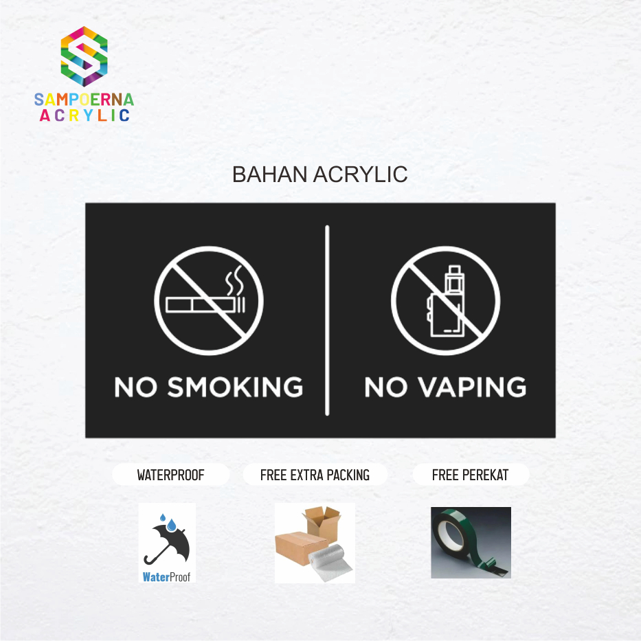 

No Sm0king No V4ping Sign Board Akrilik Print Signage Acrylic Petunjuk Ruangan