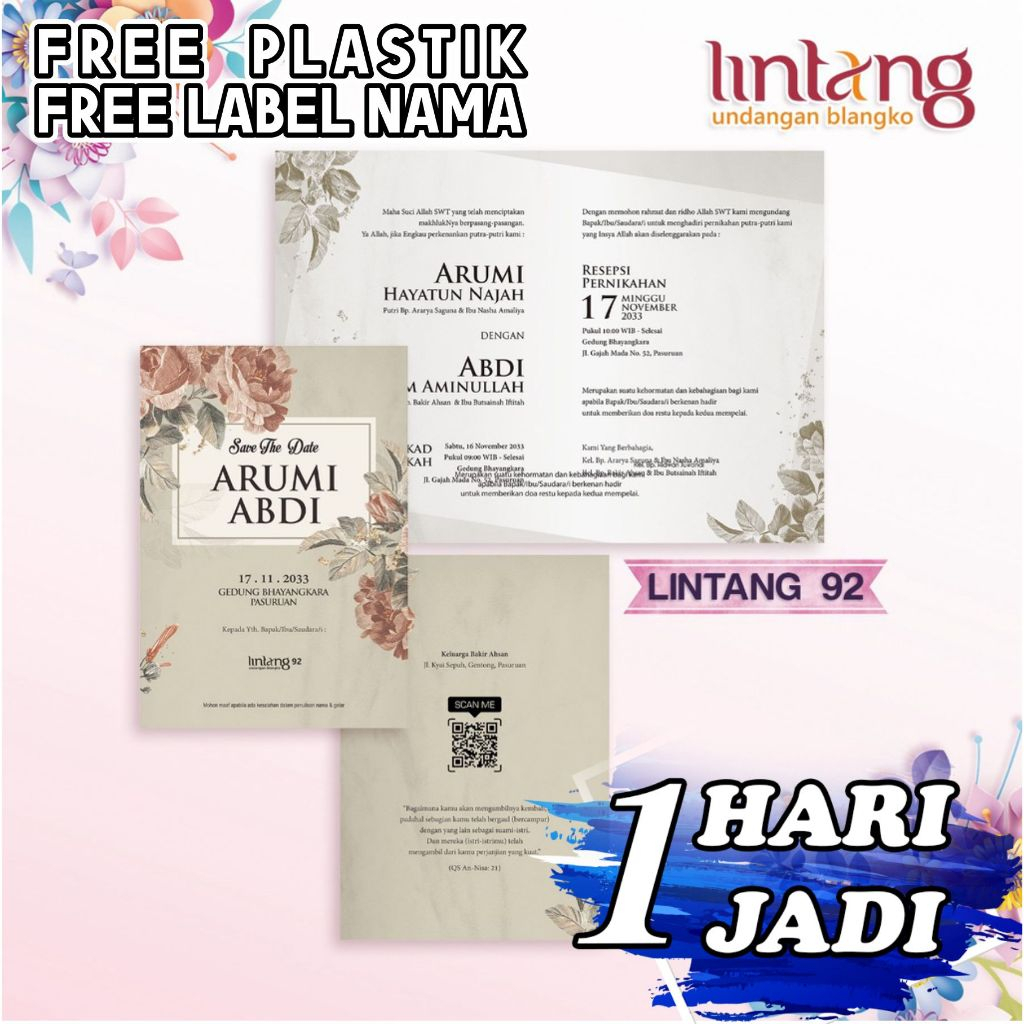 Cetak Undangan Lintang 92 Express Sehari Jadi