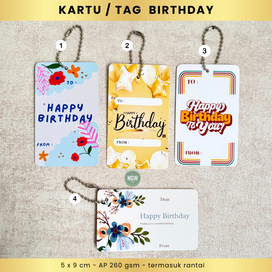 

Kartu hang tag ulang tahun birthday uk 9 x 5 cm set rantau ecer