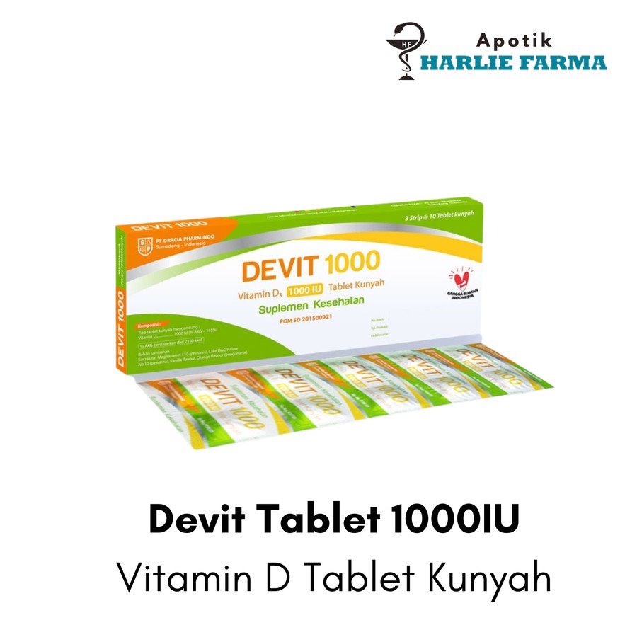 Devit 1000 IU Tablet Kunyah Vitamin D3 Box - Strip - Vitamin D3