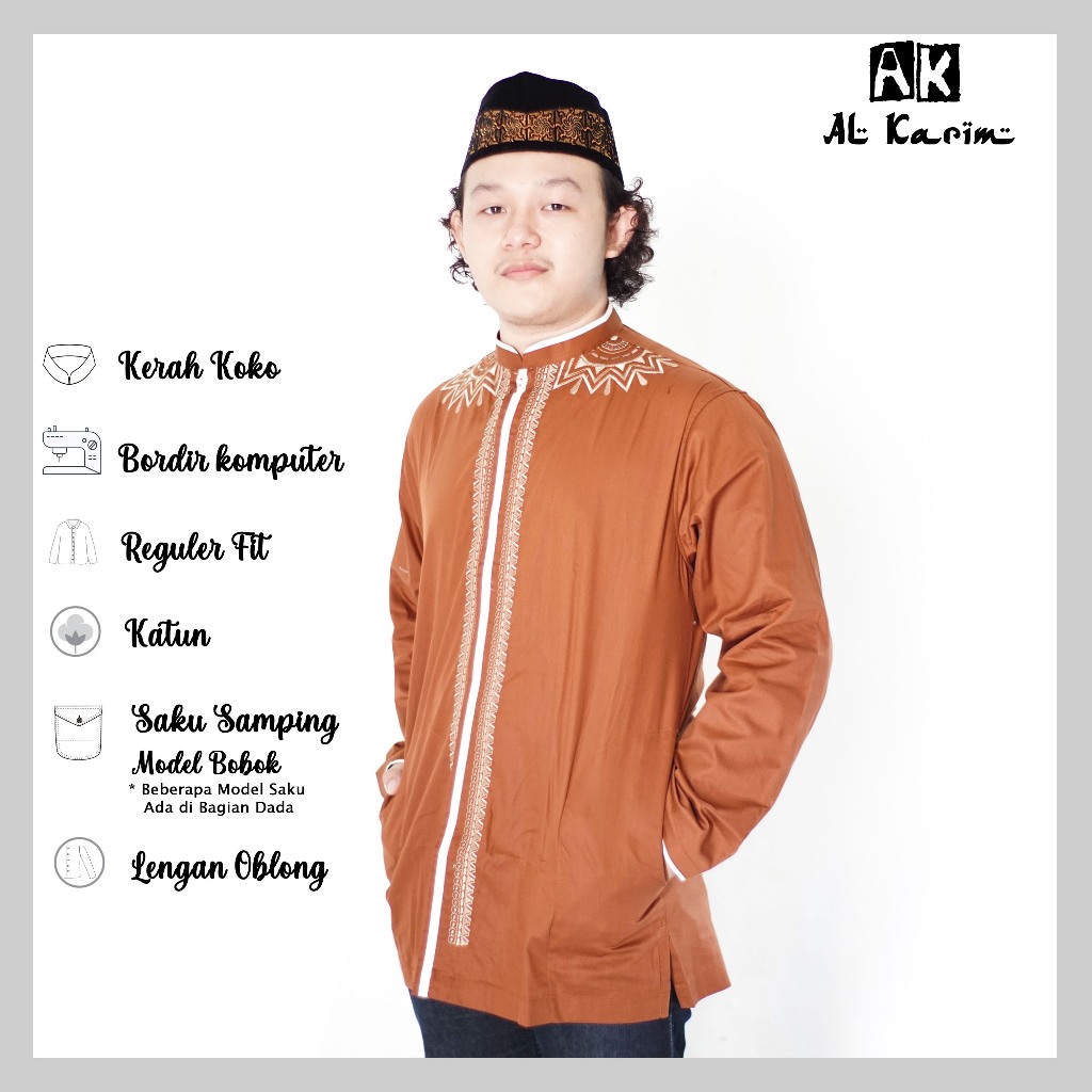 AL Karim Baju Koko Exclusive Lengan Panjang Bahan Katun Sirting