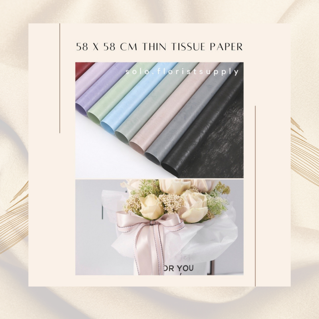 

58X58CM THIN TISSUE PAPER FLOWER WRAPPING PREMIUM NONWOVEN NON WOVEN KERTAS BUKET TEBAL PEMBUNGKUS