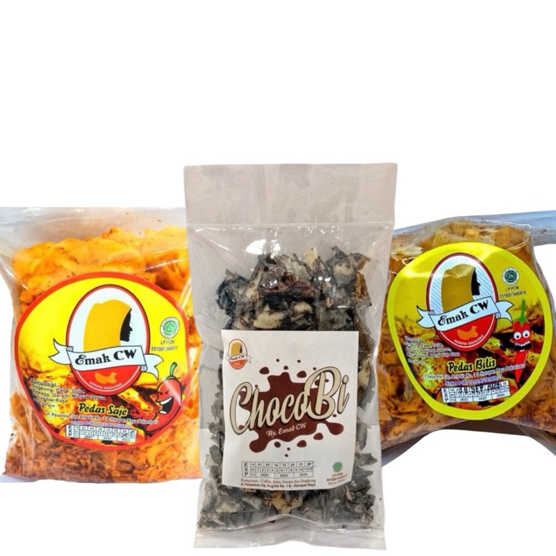 

Emak Cw - 3 Pcs Kerpik Singkong Nage 54 ( Pedas Bilis, ChocoBi, Pedas Saje )