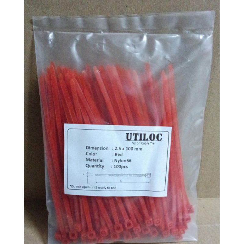 

9635 insulok kabel tali ties tis 10cm 10 cm 100mm 100 mm nylon merah red 100pcs