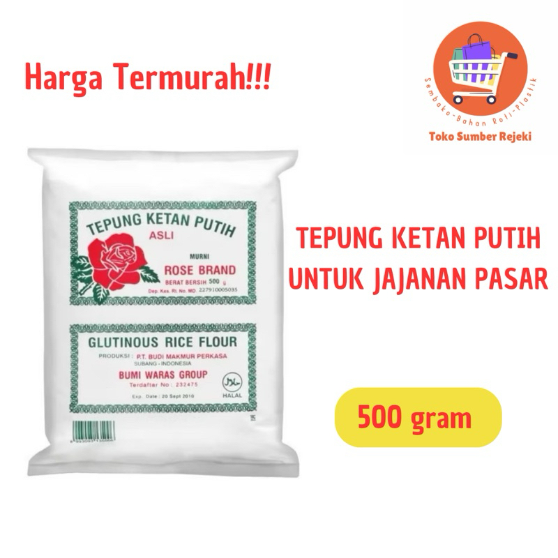 

Tepung Ketan Putih ROSEBRAND 500 gram - Murah Expired Lama Stok Baru
