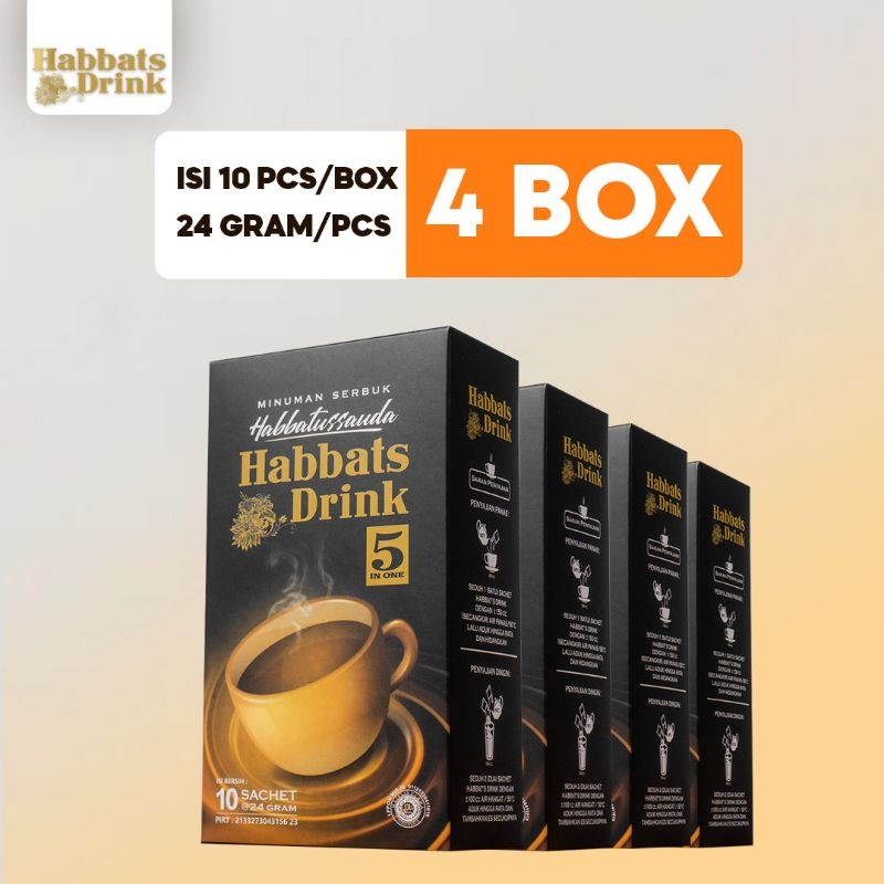 

Habbat Drink Minuman Herbal Habbatussauda Menjaga Daya Tahan Tubuh isi 10 Sachet (Paket 4 Box)