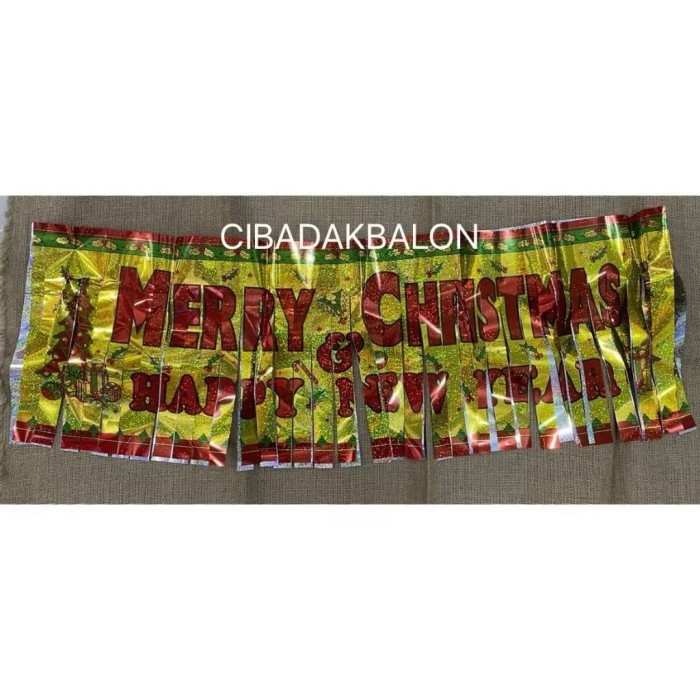 Banner Merry Christmas and Happy New Year / Banner Selamat Natal dan Tahun Baru / Dekorasi Natal / D