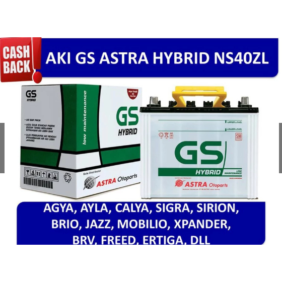 Aki Mobil GS ASTRA HYBIRD NS40ZL Alya, Sigra, Brio, Mobilio ( AKI BASAH )