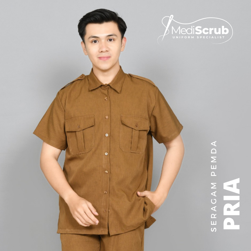 Seragam PNS Pemda Pria Lengan Pendek ASN PPPK Baju PDH Pegawai Negeri Sipil Baju Dinas Guru