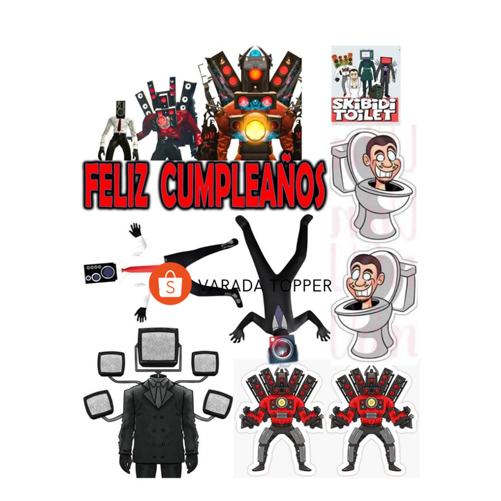 SKIBIDI TOILET/Topper Birthday Skibidi Toilet Free Custom Nama/Hiasan Cake Ultah SKIBIDI TOILET