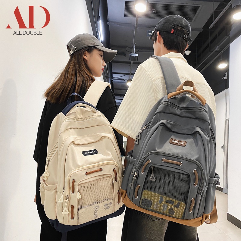 All Double Tas Ransel Unisex Tas Sekolah Kapasitas Besar Ransel Tahan Air