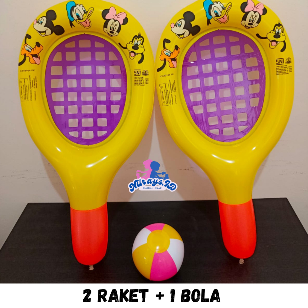 Mainan Anak 2 Raket & 1 Balon Tiup | Mainan Raket Balon Tiup Karakter