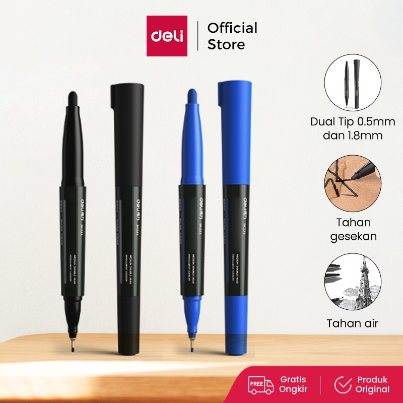 

Deli Dual Tip Spidol Permanen Marker Tahan Air SK221