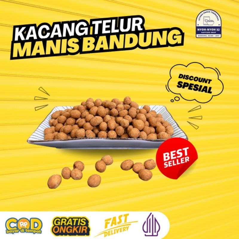 

Kacang Telur Original Khas Bandung Cemilan Viral Murah 250gram