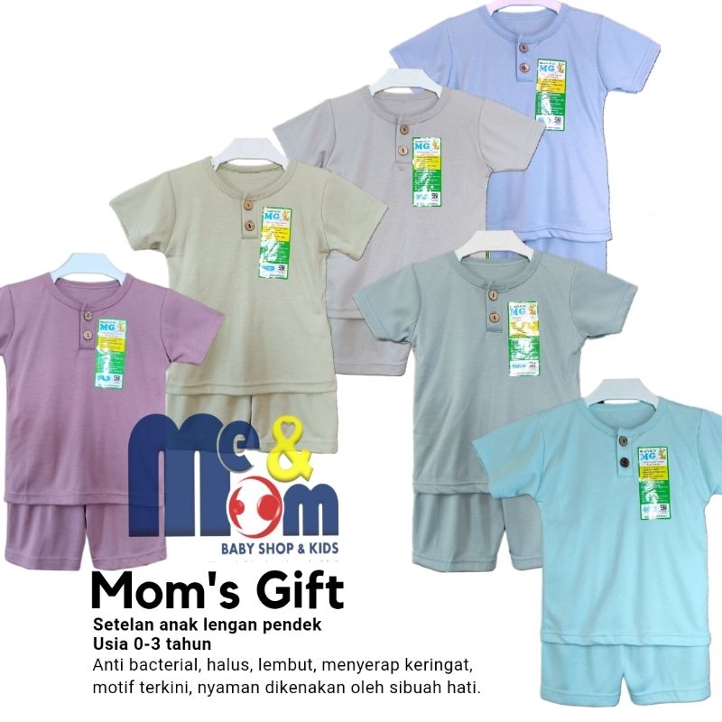 MOM'S GIFT (MG) Setelan bayi dan anak, baju lengan pendek, 0-3 tahun, bahan premium